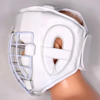 TOP FIGHTER Kask Karate / Krav Maga z Kratą Metalową Biały
