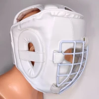 TOP FIGHTER Kask Karate / Krav Maga z Kratą Metalową Biały