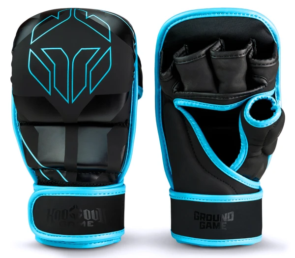 GROUND GAME Rękawice MMA / Krav Maga Sparingowe LOGO 3.0 BLUE