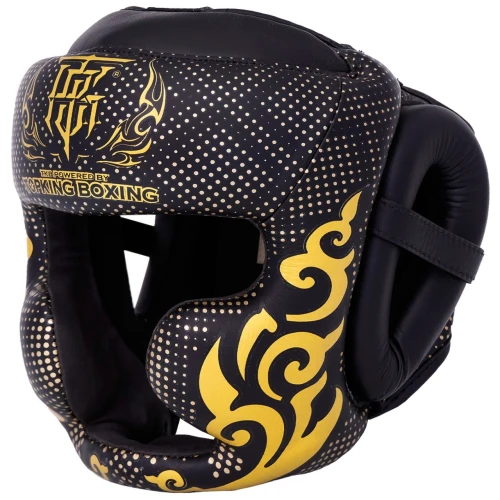 TOP KING Kask Bokserski Sparingowy KANOK Czarno-Złoty