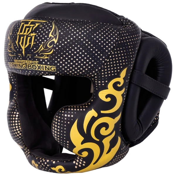 TOP KING Kask Bokserski Sparingowy KANOK Czarno-Złoty
