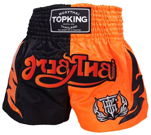 TOP KING Spodenki Muay Thai TKTBS-250 Czarno-Pomarańczowe