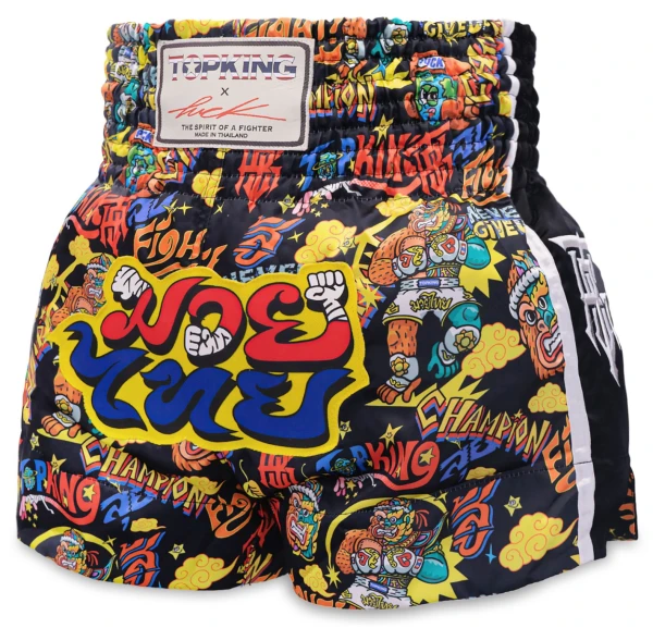 TOP KING x PUCK Spodenki Muay Thai TKXPTBS-01-BK