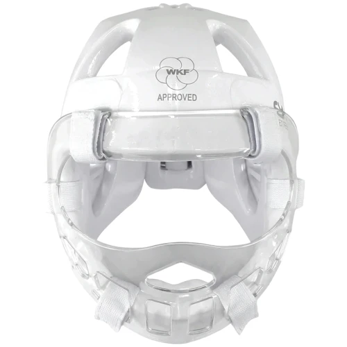 MOOTO Kask Piankowy z Maską Szybą Plastikową EXTERA 3 PRO z Aprobatą Karate WKF Biały