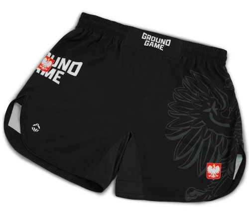 GROUND GAME Lekkie Spodenki MMA Polska 3.0 Czarne