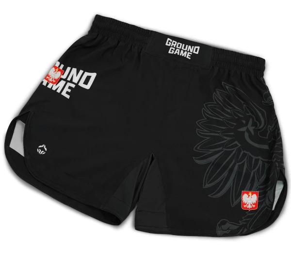 GROUND GAME Lekkie Spodenki MMA Polska 3.0 Czarne