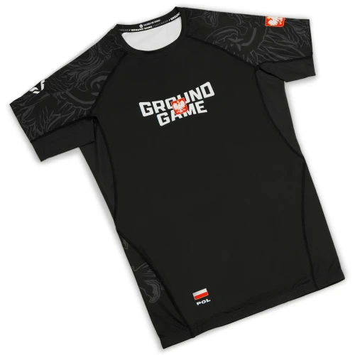 GROUND GAME Rashguard MMA Polska 3.0 Czarny Krótki Rękaw