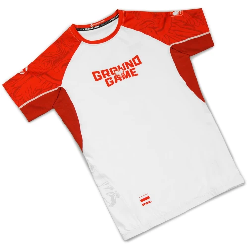  GROUND GAME Rashguard MMA Polska 3.0 Biało-Czerwony Krótki Rękaw
