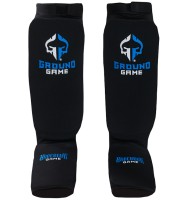 GROUND GAME Ochraniacze Piszczeli i Stopy Elastyczne z Rzepem Czarne